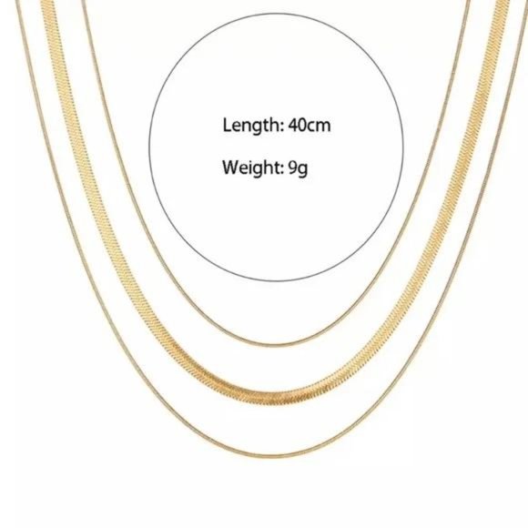 NEW 3 LAYERS 18K GOLD SNAKE CHAIN NECKLACE, NICE NECKLACE, CUTE NECKLACE - Picture 5 of 5